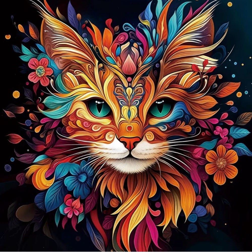 Puzzle 1000 pieces Cat Flower Design
